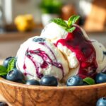 Blaubeerkäsekuchen-Eis Rezept