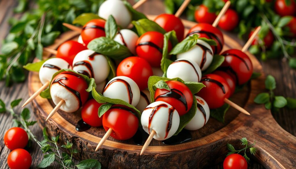 Caprese Spieße anrichten
