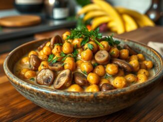 Cremige Pilz- und Kichererbsen-Pfanne