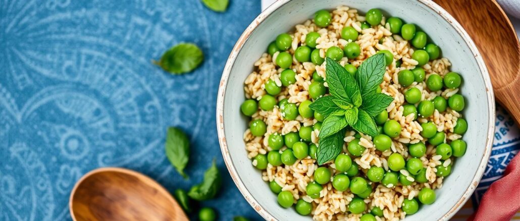 Farro-Salat mit Erbsen und Minze