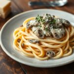Fettuccine mit Pilz-Reiscreme