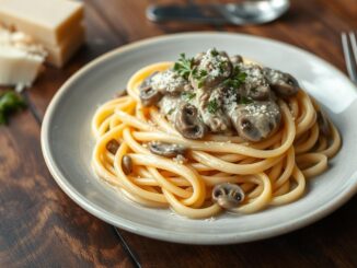 Fettuccine mit Pilz-Reiscreme
