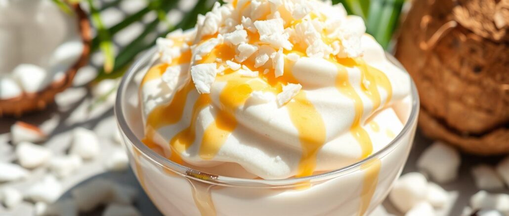 Gefrorener Joghurt mit Kokosnuss-Splitter