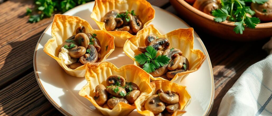 Gefüllte Pilz-Phyllo-Tassen
