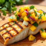 Gegrillter Heilbutt mit Mangosalsa