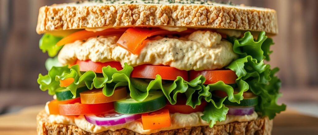 Gemüse- und Hummus-Sandwich