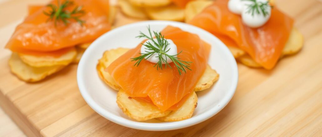Geräucherte Lachs-Potato-Chip-Canapés