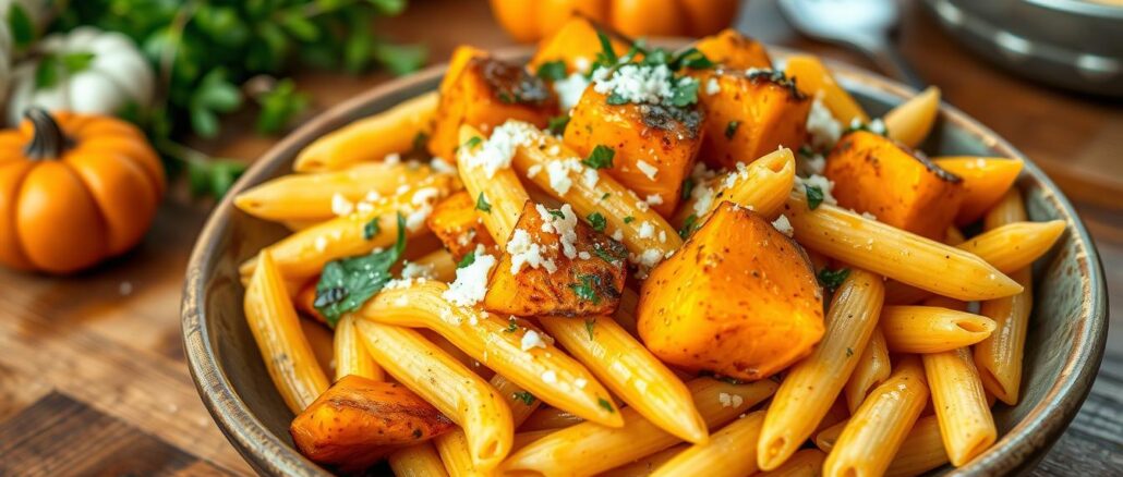 Gerösteter Kürbis mit Penne