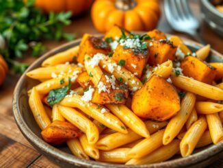 Gerösteter Kürbis mit Penne