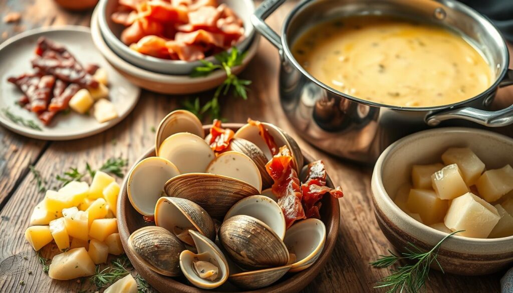 Muscheln Speck Kartoffeln Sahne Aroma