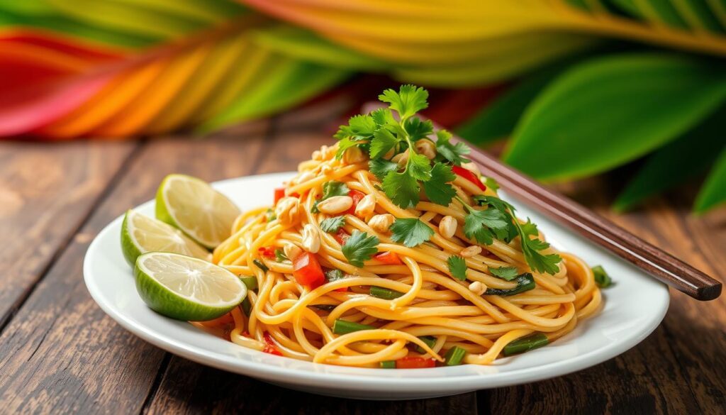 Pad Thai präsentieren