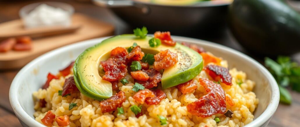 Rezept für Avocado-Bacon-Reis