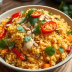 Scharfer Thai-Erdnuss-Reis
