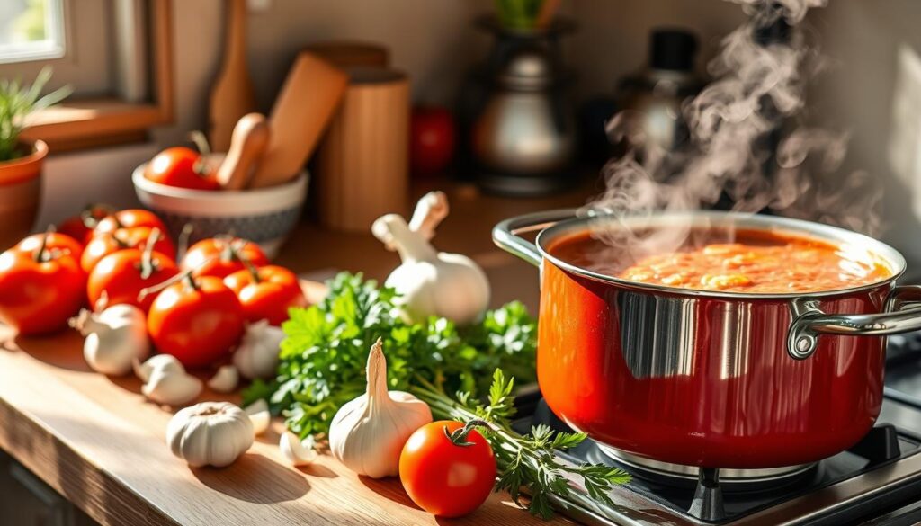 Tomatensuppe kochen