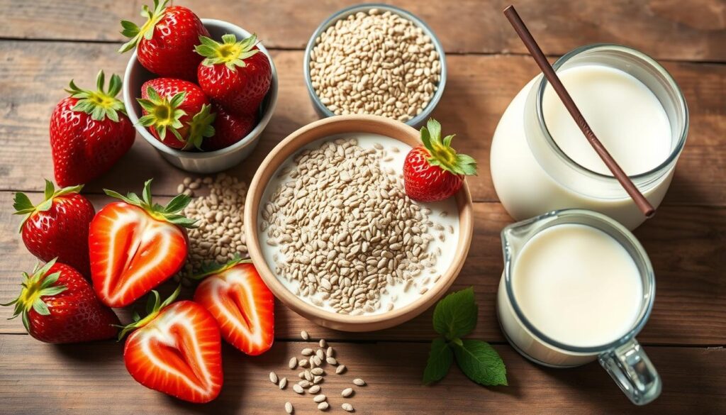 Zutaten für Erdbeer-Chia-Pudding