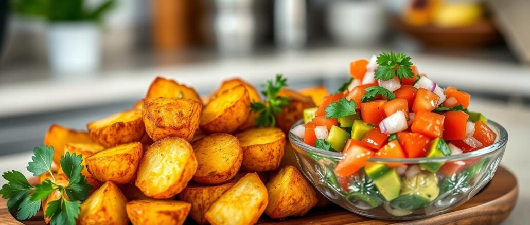 knusprige Kartoffeln mit Avocado-Salsa